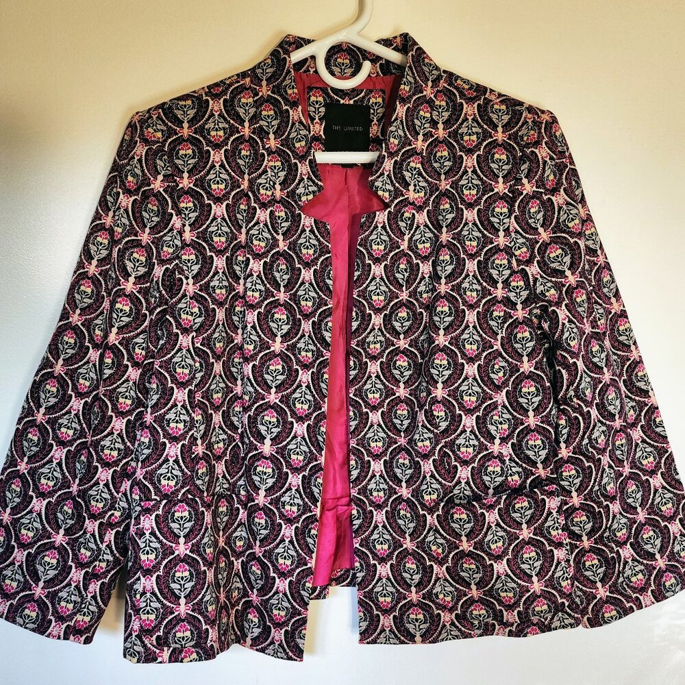 The Limited Blazer Women's Sz S Pink lined 3/4 Sleeves, pockets, patterned